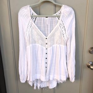 Free People Flowy White Top